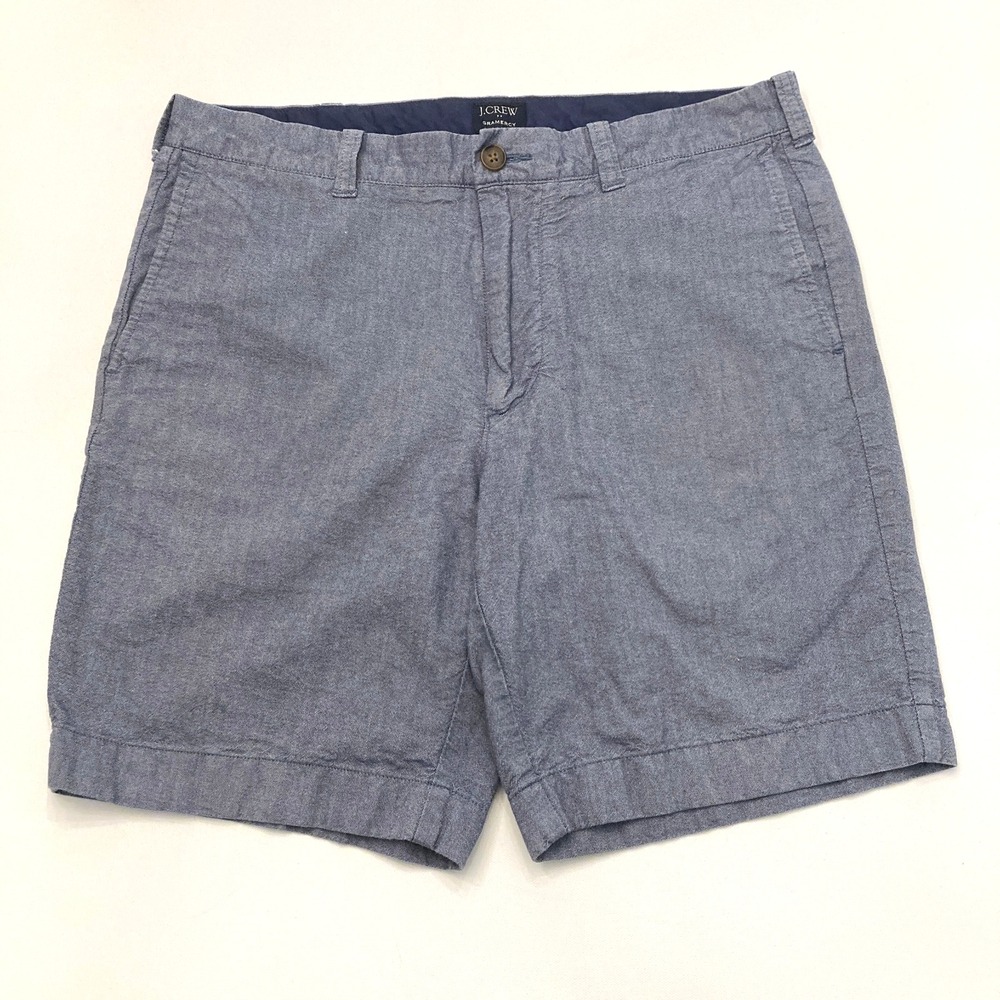 J. Crew Gramercy Shorts Blue Flat Front Mens 33 Waist 8.25" Inseam 100% Cotton